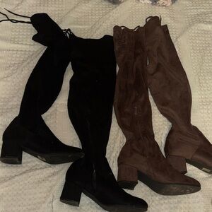 BUNDLE Women's Black and Brown Knee-High Boots